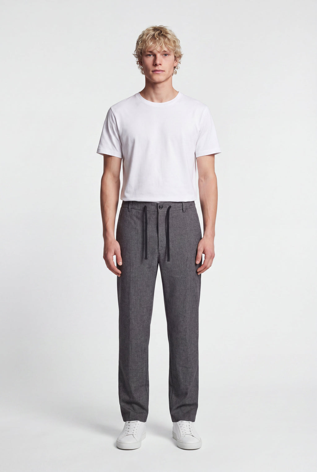 Pantalon de ville relaxed fit P-FELIX MELANGE BLACK - 1