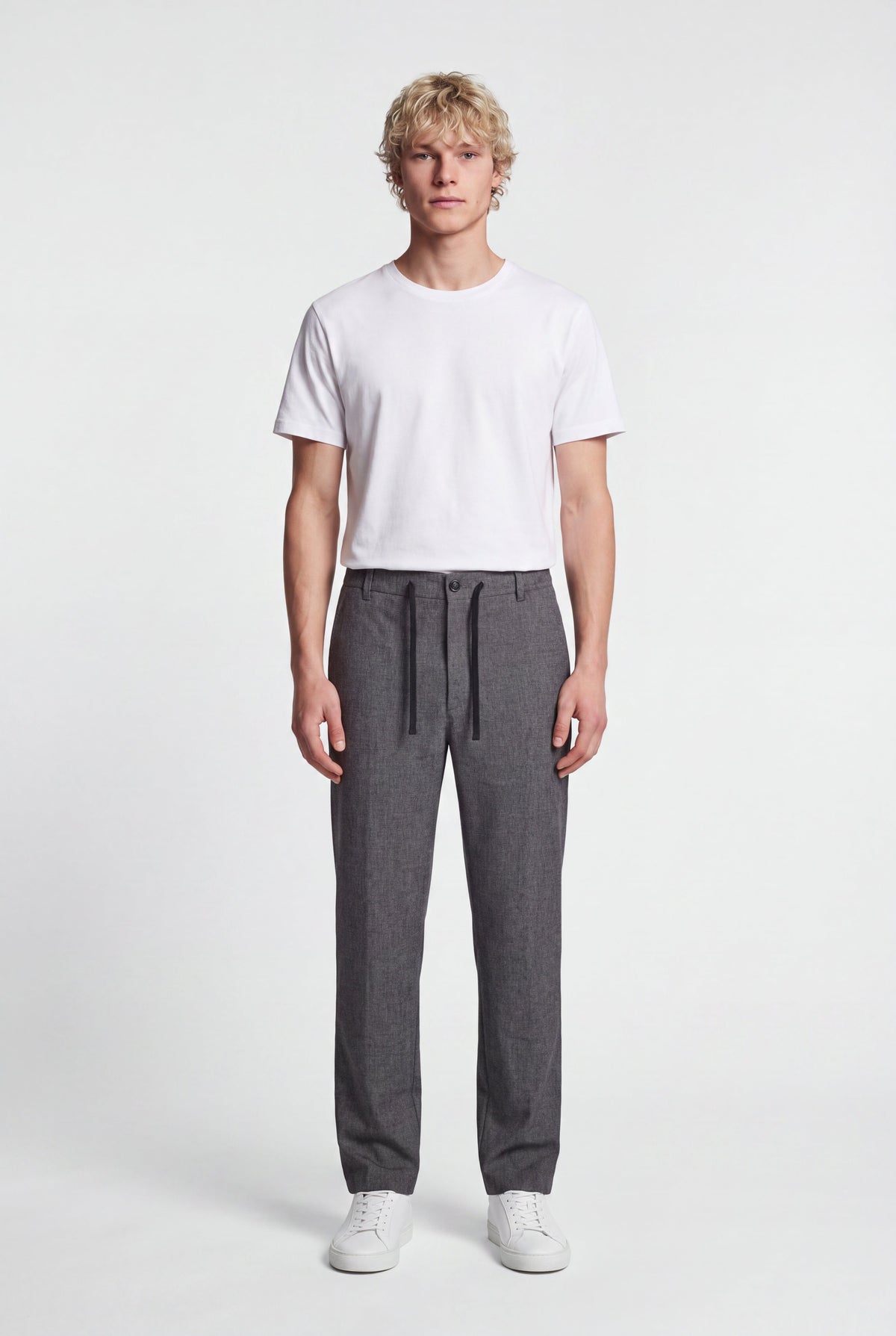 Pantalon de ville relaxed fit P-FELIX MELANGE BLACK - 1