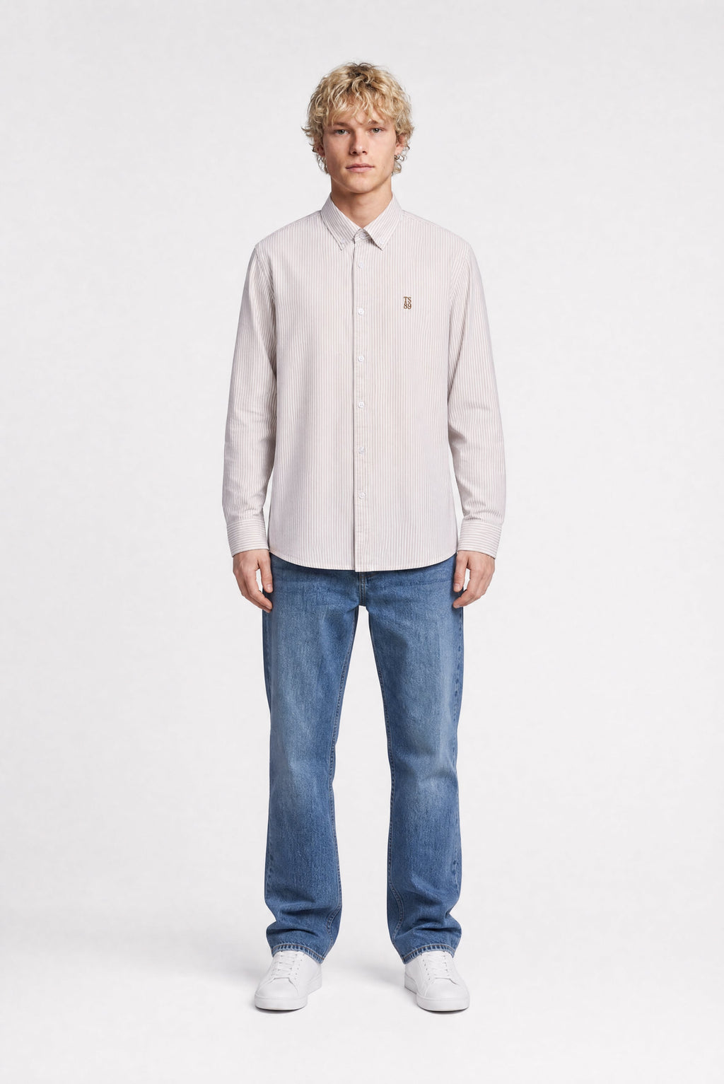 Chemise droite à rayures C-STANLEY ML WORKER BEIGE - 1