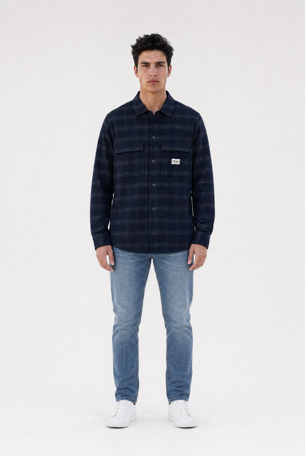 Chemise à carreaux C-LUIS ML DARK NAVY - 1