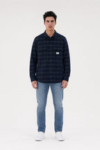 Chemise à carreaux C-LUIS ML DARK NAVY - 1
