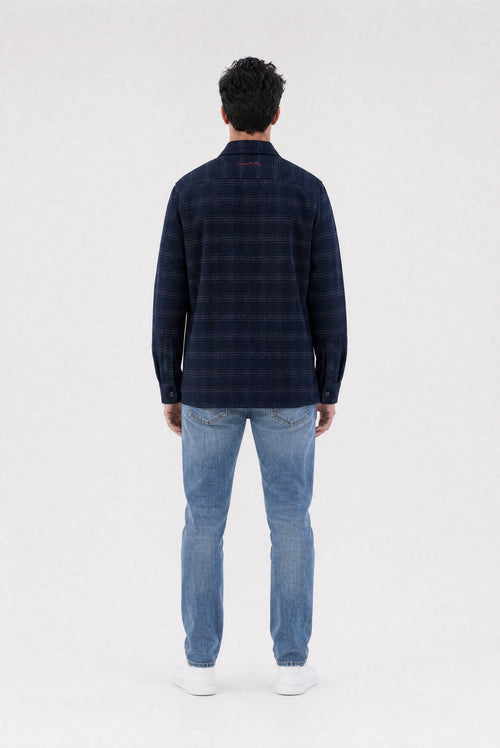 Chemise à carreaux C-LUIS ML DARK NAVY - 2