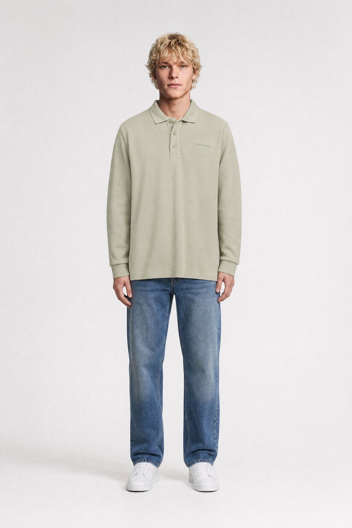 Polo jersey manche longue P-JOEL ML BLEACH KAKI - 1