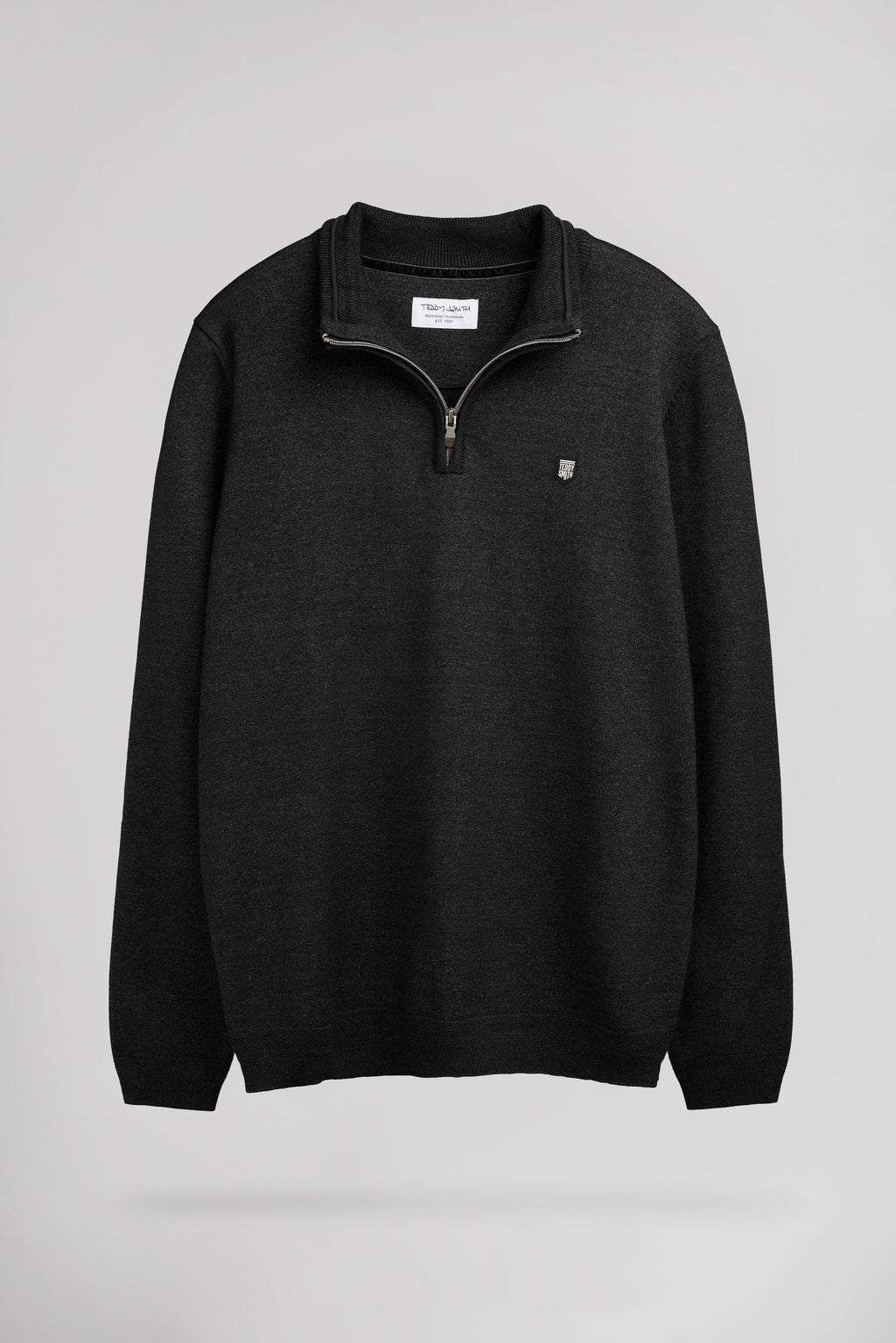 Pull col montant zippé P-MARTY 2 MELANGE BLACK - 1