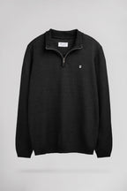 Pull col montant zippé P-MARTY 2 MELANGE BLACK - 1