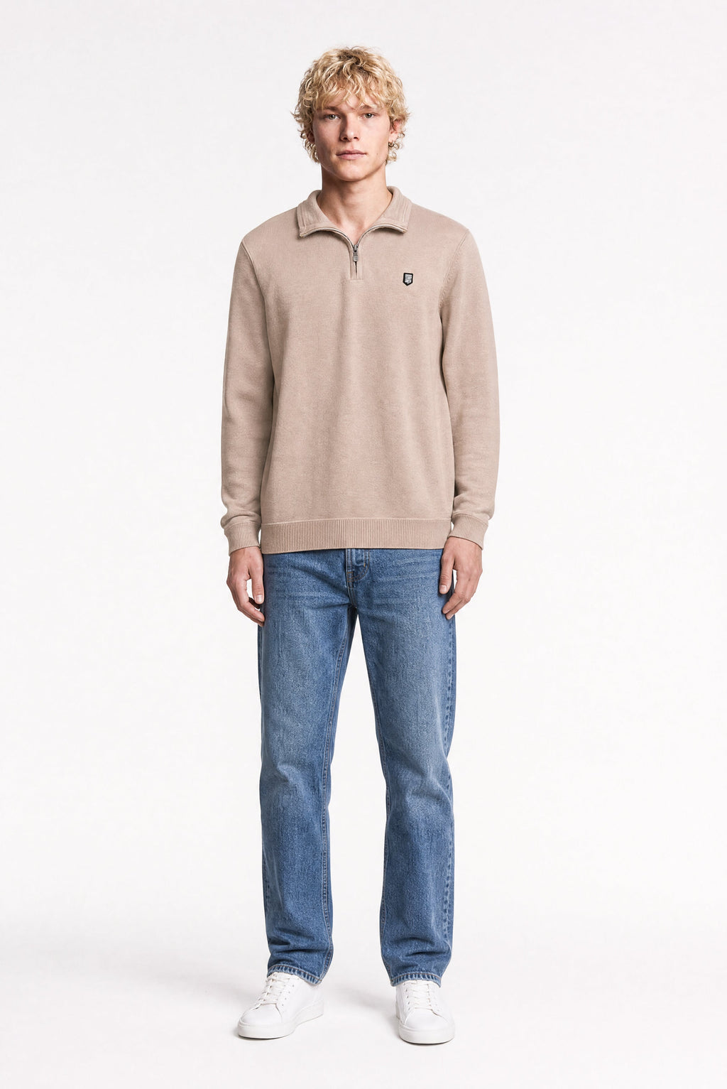 Pull col montant zippé P-MARTY 2 WOLF BEIGE - 1