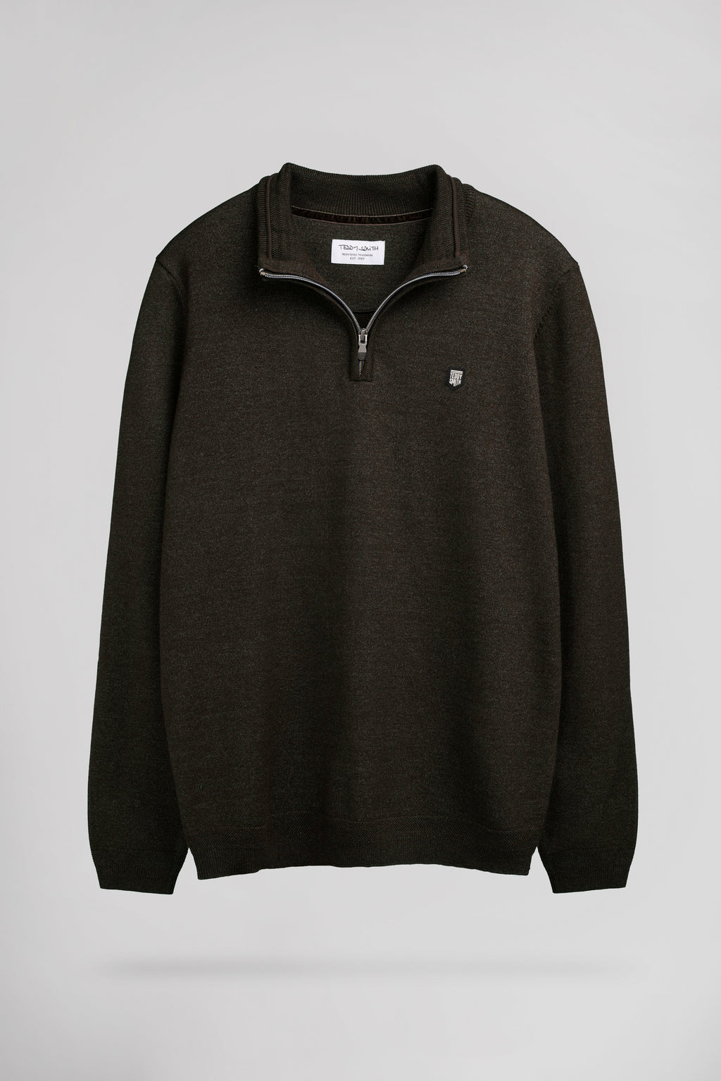 Pull col montant zippé P-MARTY 2 MARRON FONCE CHINE - 1
