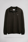 Pull col montant zippé P-MARTY 2 MARRON FONCE CHINE - 1