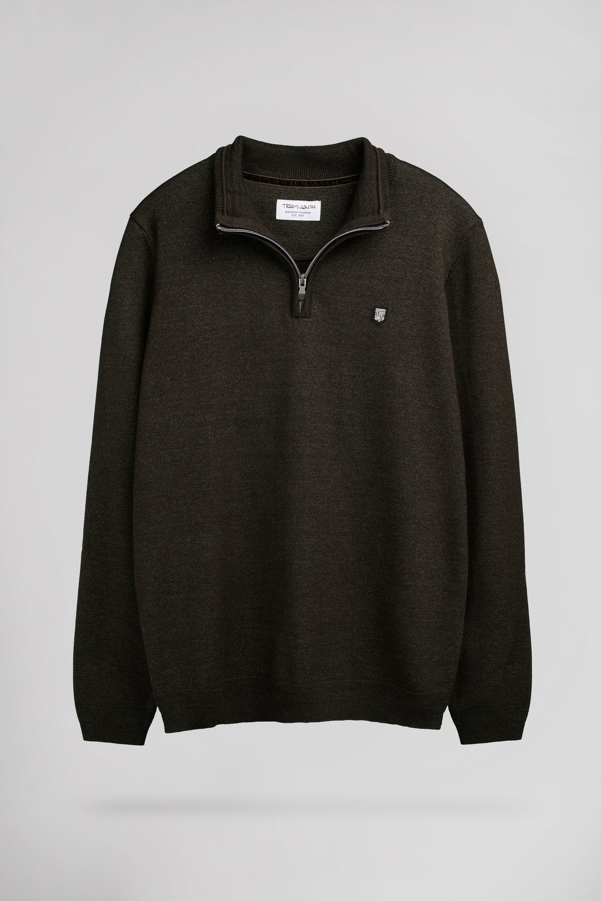 Pull col montant zippé P-MARTY 2 MARRON FONCE CHINE - 1