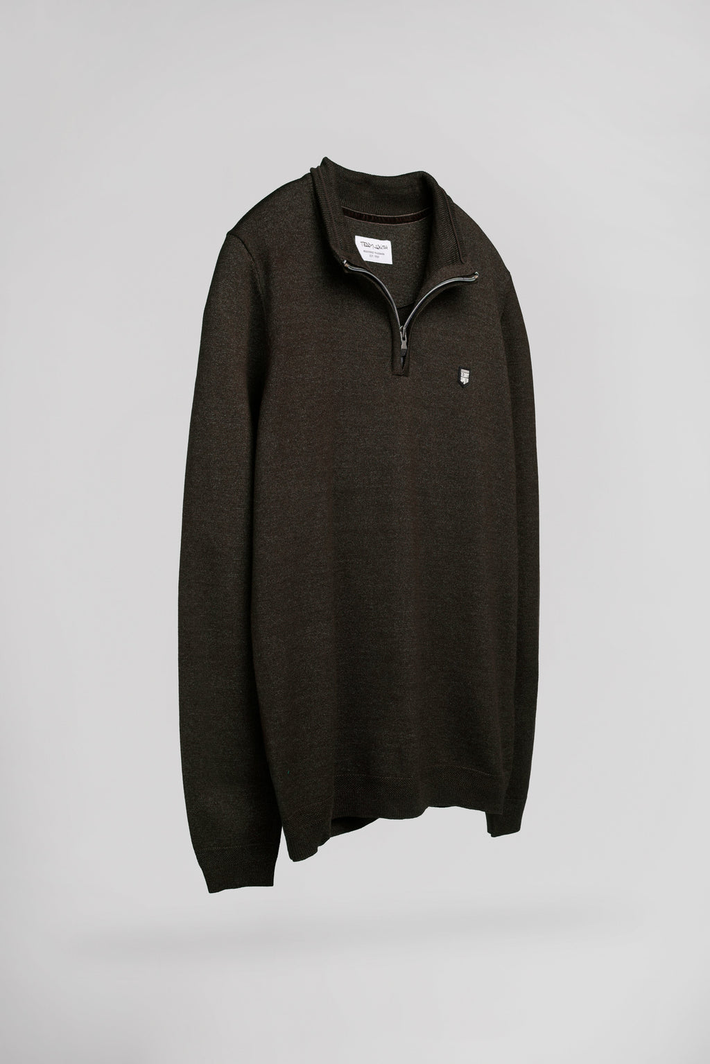 Pull col montant zippé P-MARTY 2 MARRON FONCE CHINE - 2