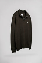 Pull col montant zippé P-MARTY 2 MARRON FONCE CHINE - 2