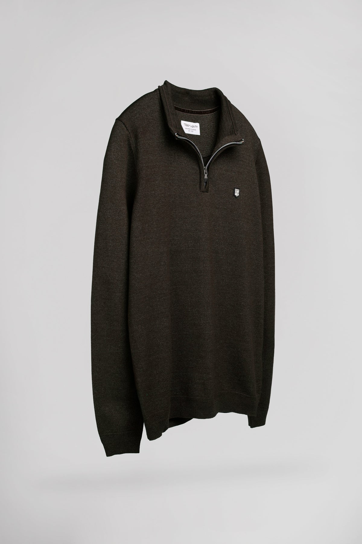 Pull col montant zippé P-MARTY 2 MARRON FONCE CHINE - 2