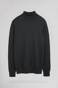 Pull ajusté col roulé P-MARCELLUS MELANGE BLACK - 1