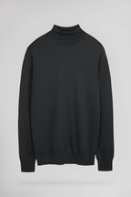 Pull ajusté col roulé P-MARCELLUS MELANGE BLACK - 1