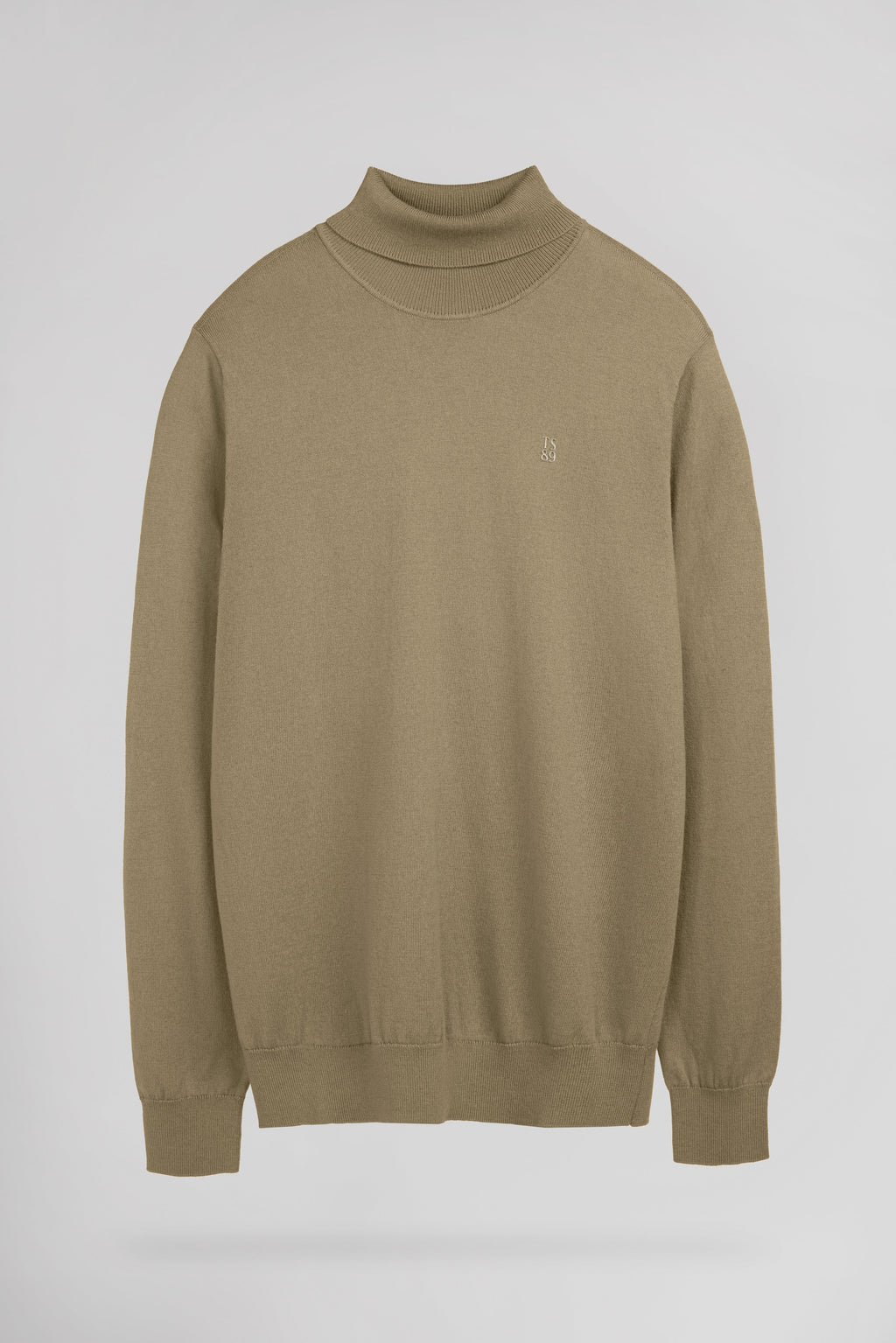 Pull ajusté col roulé P-MARCELLUS WOLF BEIGE - 1