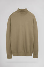 Pull ajusté col roulé P-MARCELLUS WOLF BEIGE - 1
