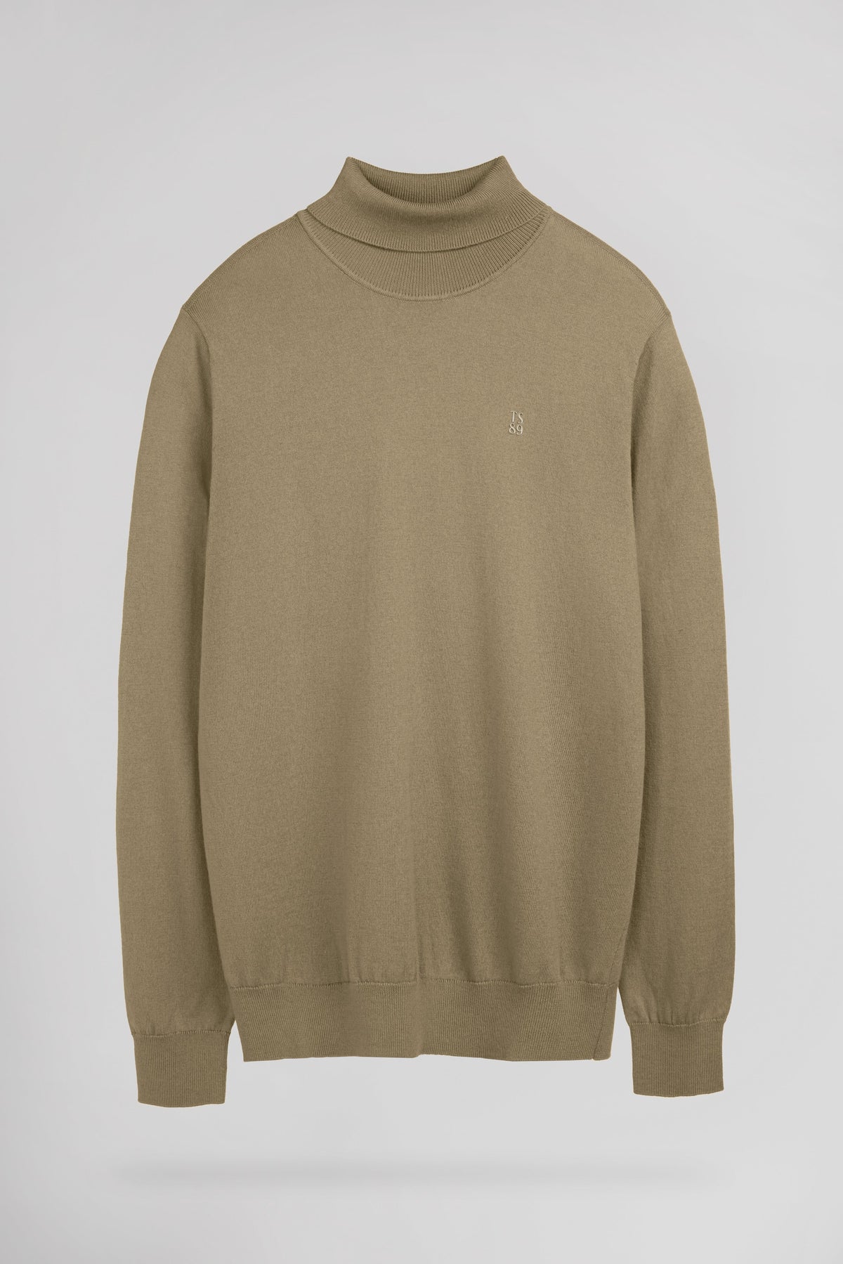 Pull ajusté col roulé P-MARCELLUS WOLF BEIGE - 1