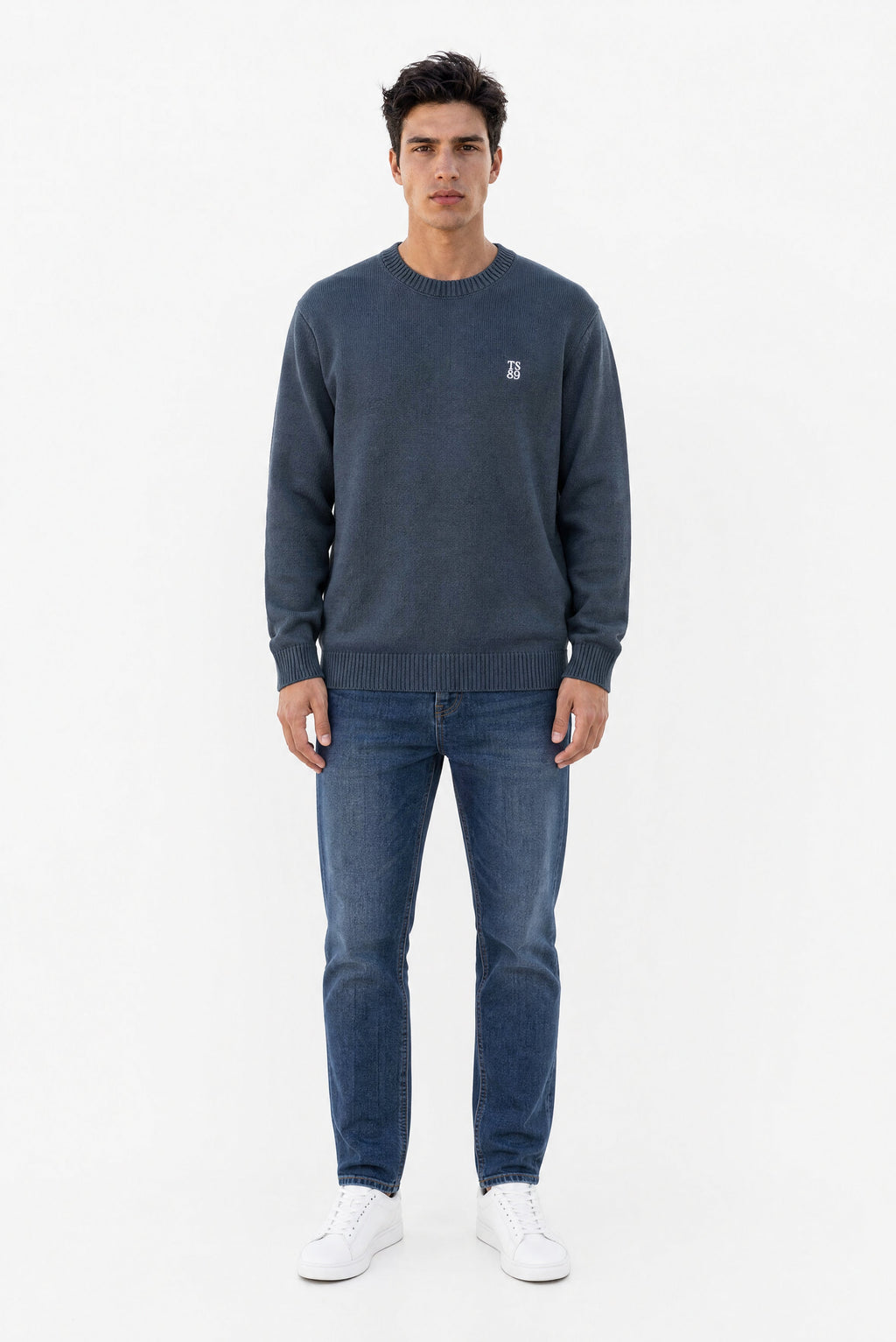 Pull droit col rond P-JIMMY GRIS METEORE - 1