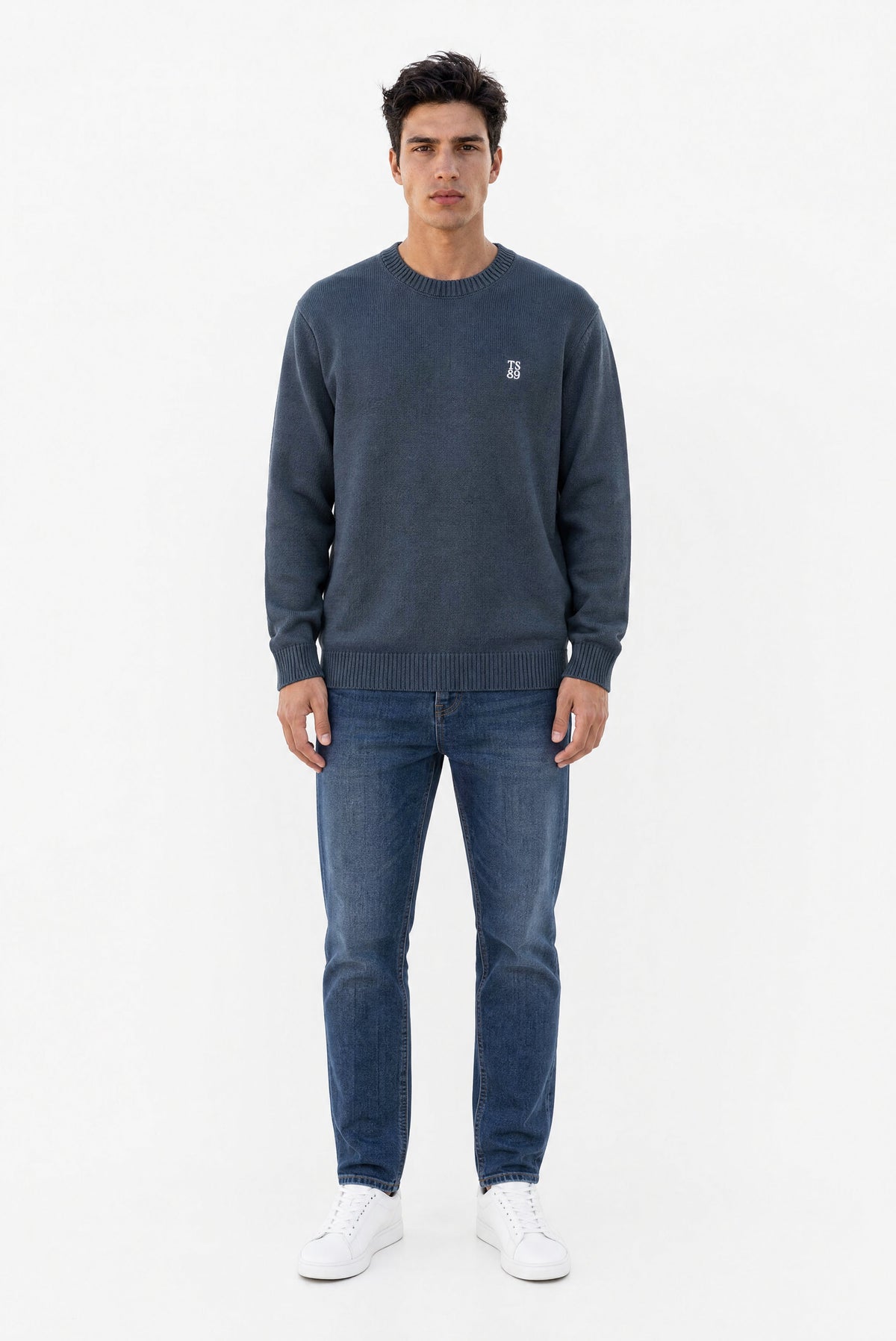 Pull droit col rond P-JIMMY GRIS METEORE - 1