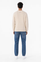Pull col rond maille torsadée P-ARON CREAM - 2