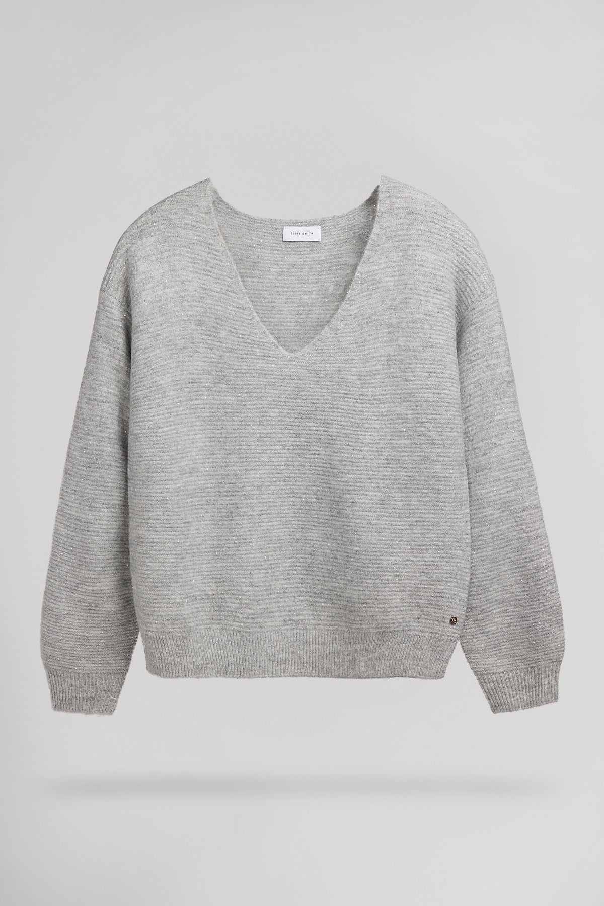 Pull col V P-RACHEL GRIS CHINE - 1