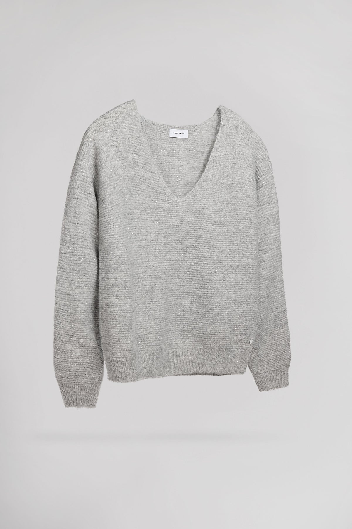 Pull col V P-RACHEL GRIS CHINE - 2