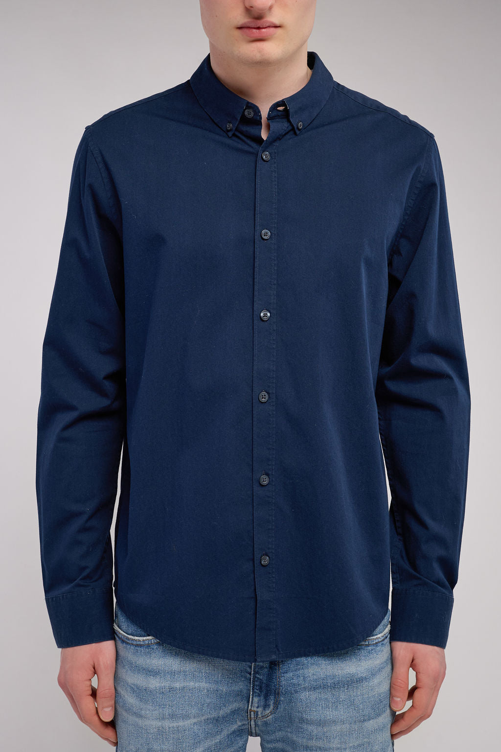 Chemise en twill col italien C-VOLT 2 ML TOTAL NAVY - 1