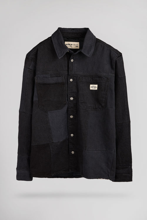 Chemise denim oversize C-CHICAGO ML PA MELANGE NOIR/GRIS - 1
