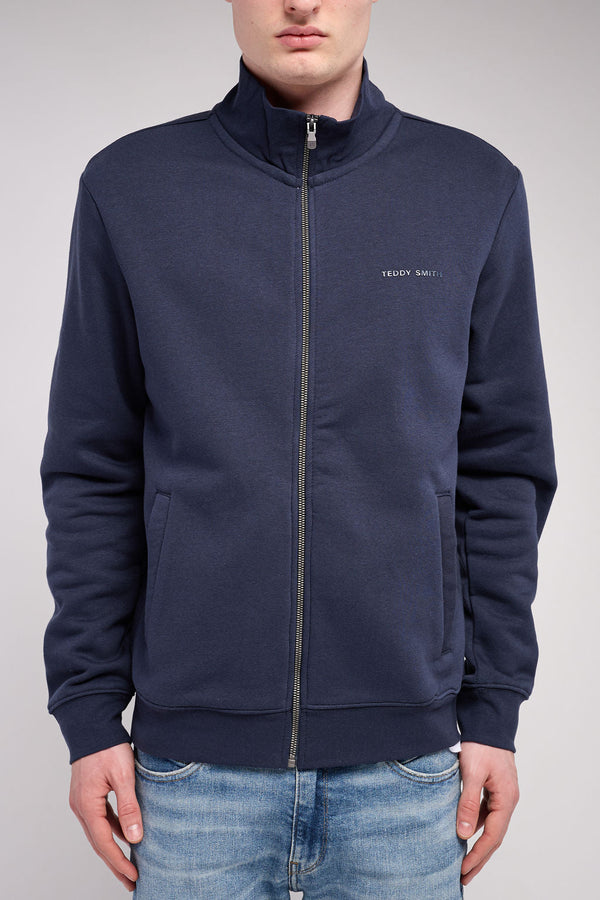 Gilet sweat zippé col montant G-NARKUS ZIP TOTAL NAVY - 1
