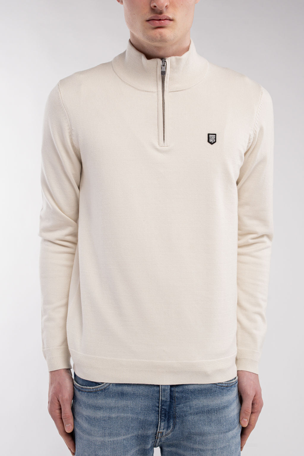 Pull col montant zippé P-MARTY 2 CREAM - 1