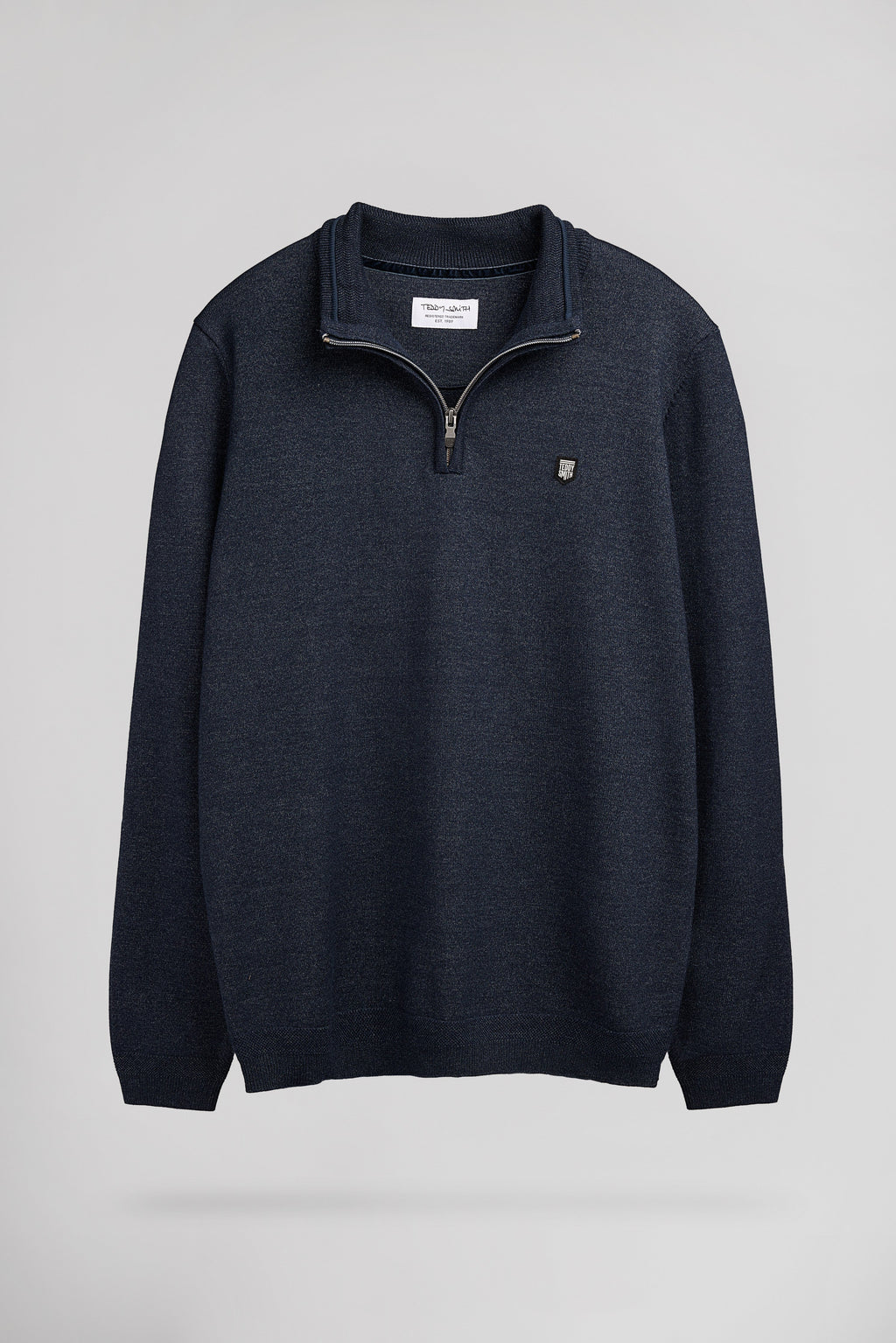 Pull col montant zippé P-MARTY 2 TOTAL NAVY CHINE - 1