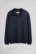 Pull col montant zippé P-MARTY 2 TOTAL NAVY CHINE - 1