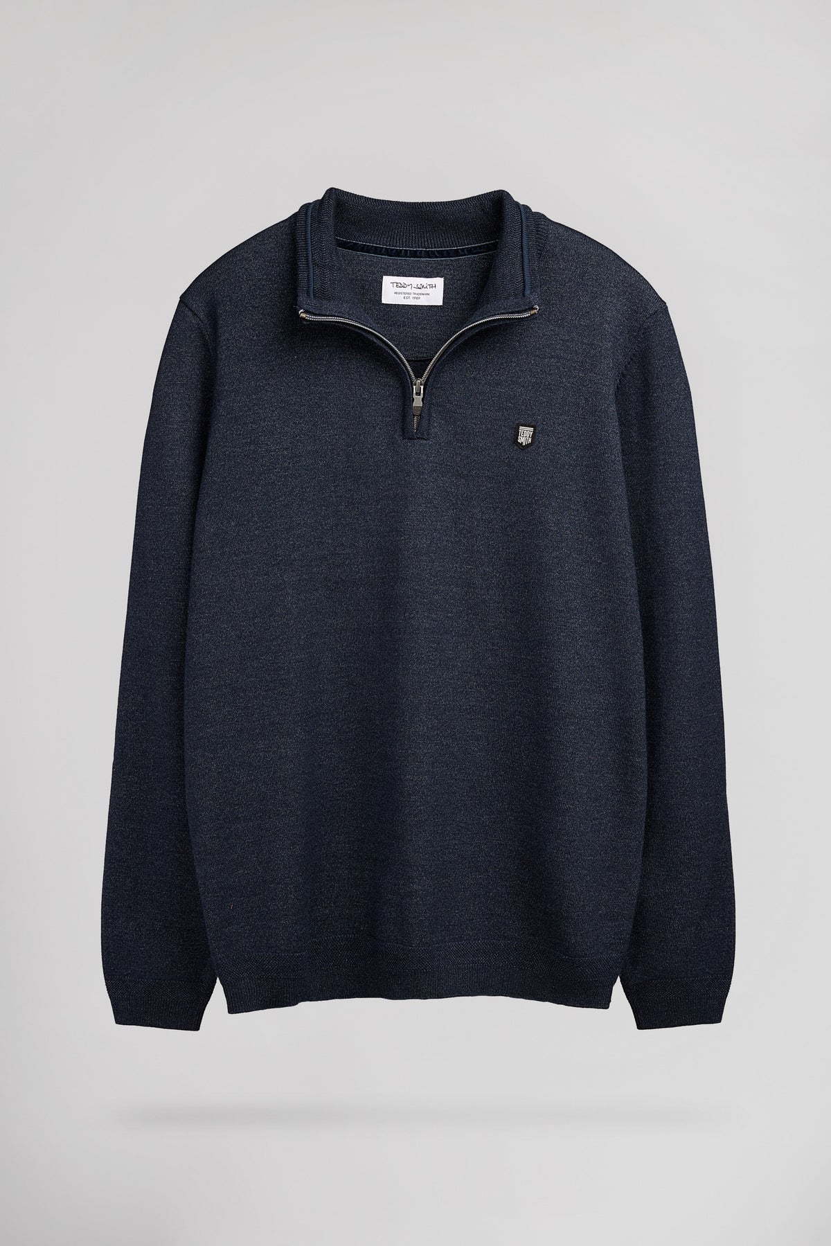 Pull col montant zippé P-MARTY 2 TOTAL NAVY CHINE - 1
