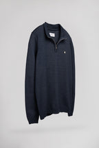 Pull col montant zippé P-MARTY 2 TOTAL NAVY CHINE - 2
