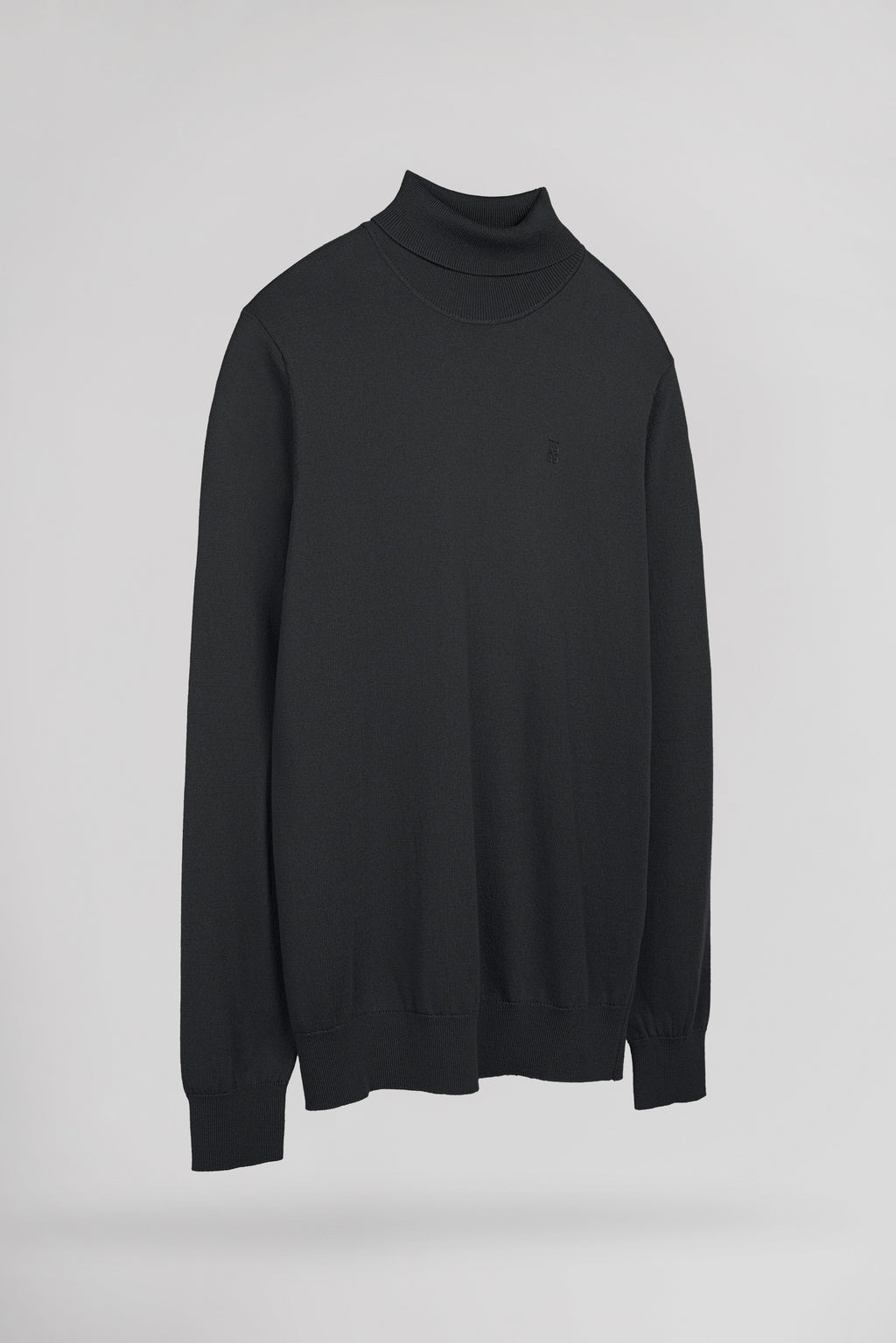 Pull ajusté col roulé P-MARCELLUS MELANGE BLACK - 2