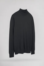 Pull ajusté col roulé P-MARCELLUS MELANGE BLACK - 2