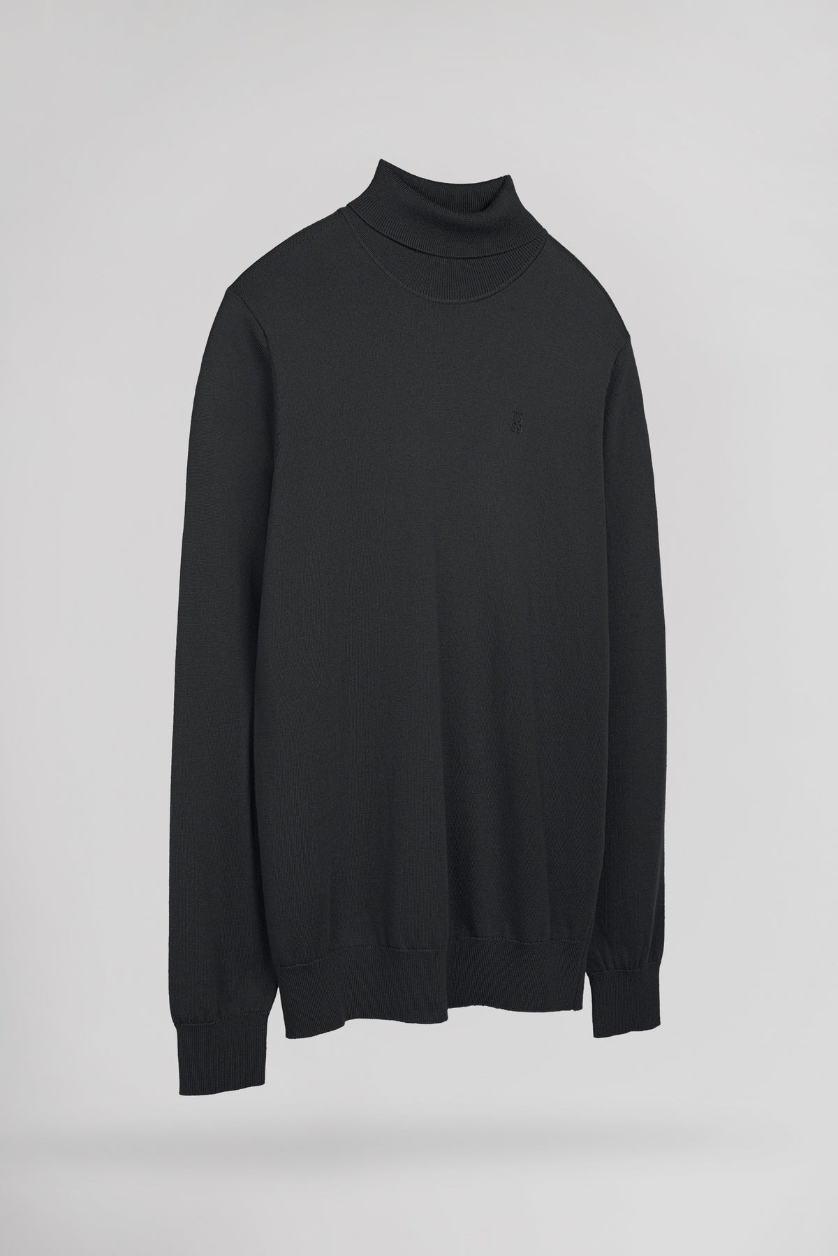 Pull ajusté col roulé P-MARCELLUS MELANGE BLACK - 2