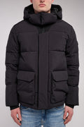 Blouson col montant à capuche amovible B-ELWIN NOIR - 1