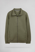 Gilet sweat zippé col montant G-NARKUS ZIP DUSTY KAKI - 1