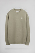 Pull en coton col rond P-JIMMY BLEACH KAKI - 1