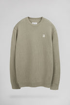 Pull en coton col rond P-JIMMY BLEACH KAKI - 1