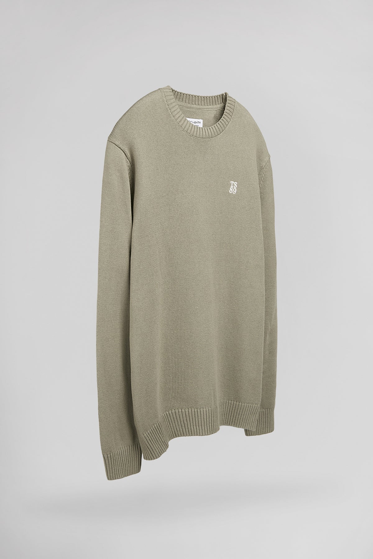Pull en coton col rond P-JIMMY BLEACH KAKI - 2