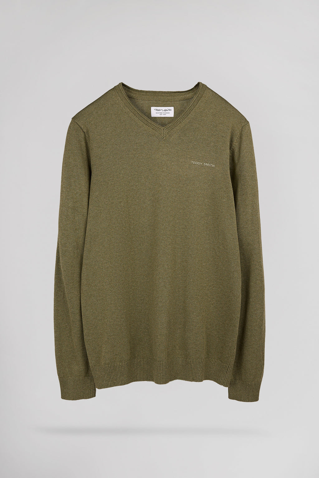 Pull fin ajusté col V PULSER 4 DUSTY KAKI CHINE - 1