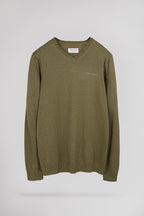 Pull fin ajusté col V PULSER 4 DUSTY KAKI CHINE - 1
