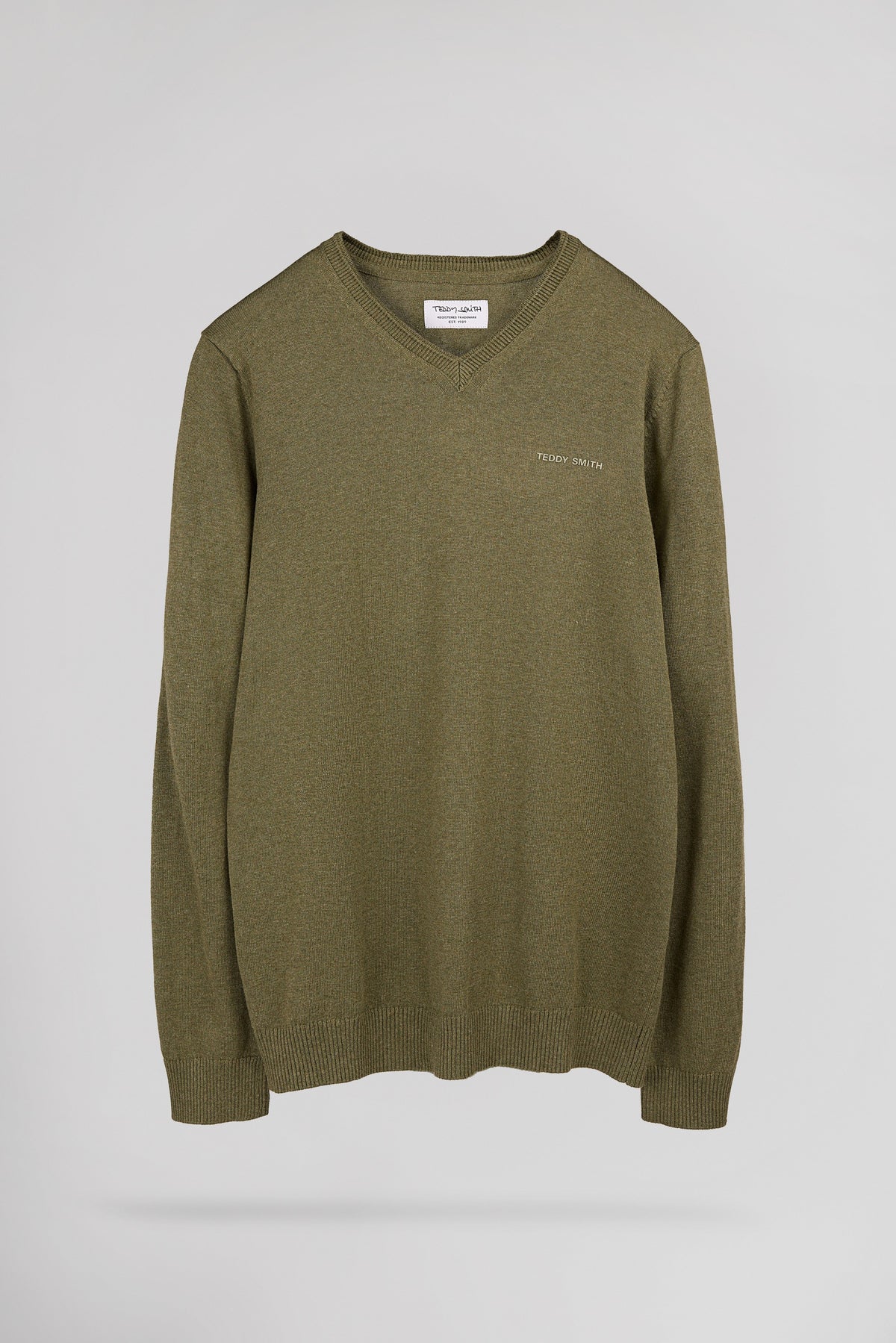 Pull fin ajusté col V PULSER 4 DUSTY KAKI CHINE - 1