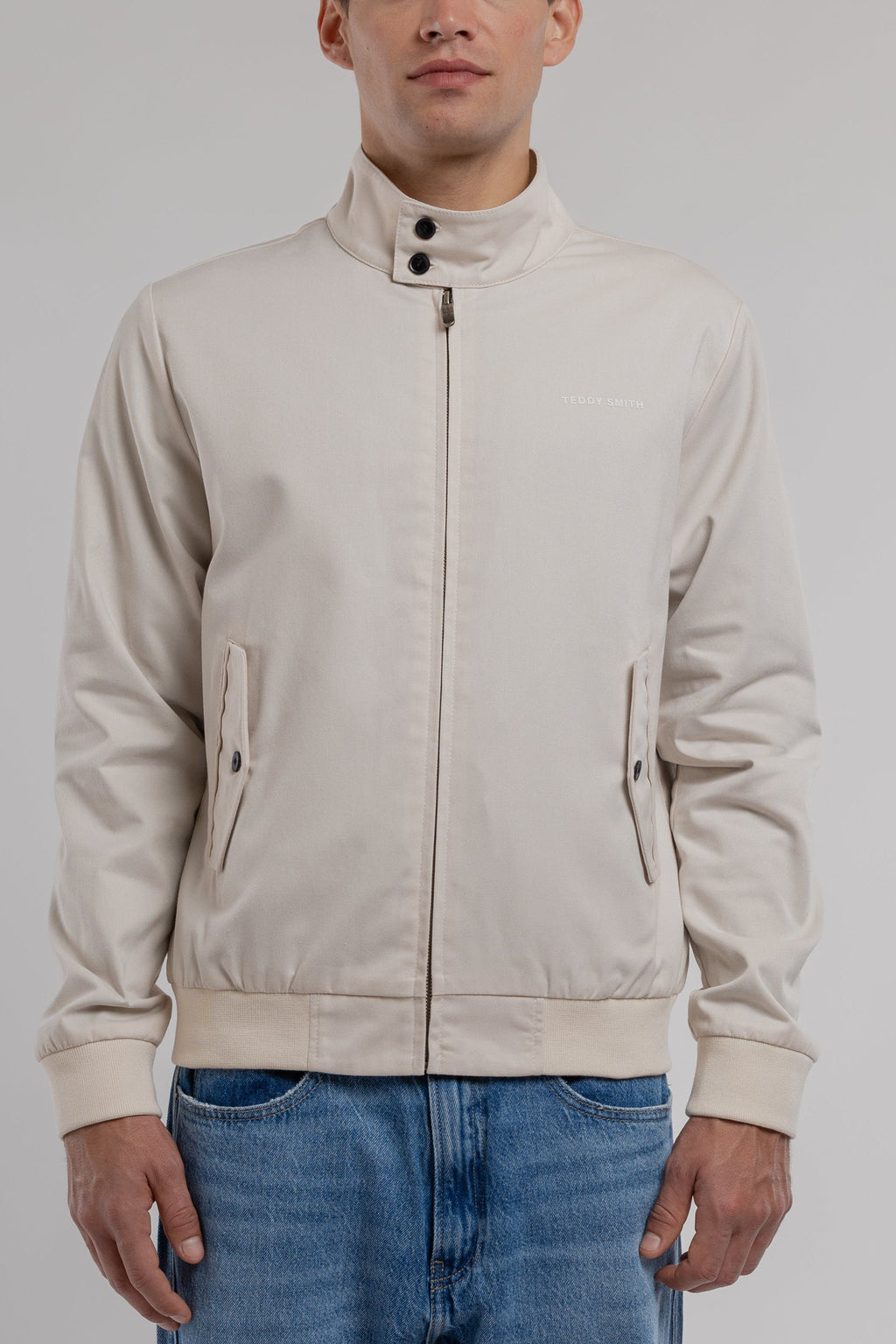 Blouson zippé en twill col montant SANSON 2 CREAM - 1