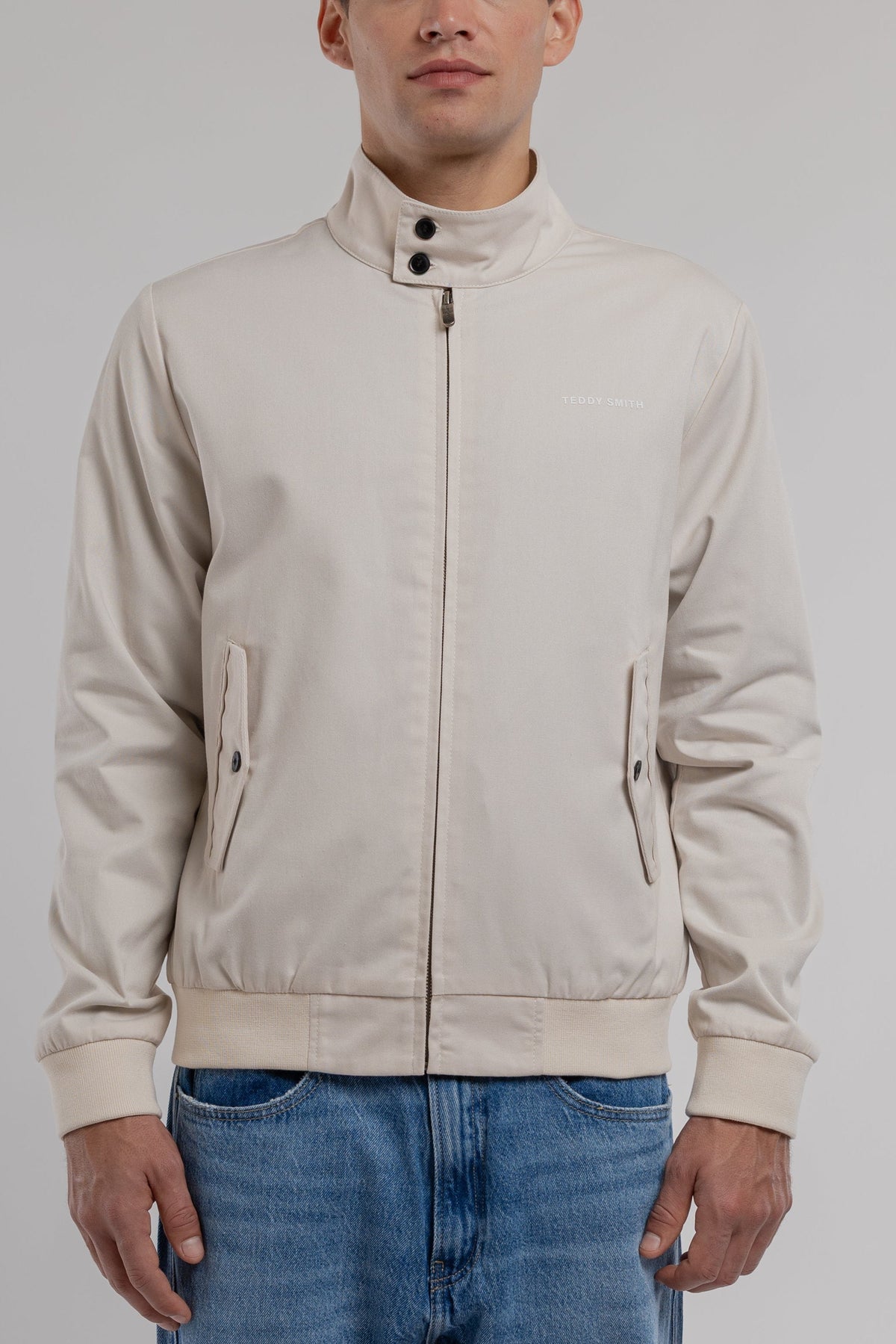 Blouson zippé en twill col montant SANSON 2 CREAM - 1