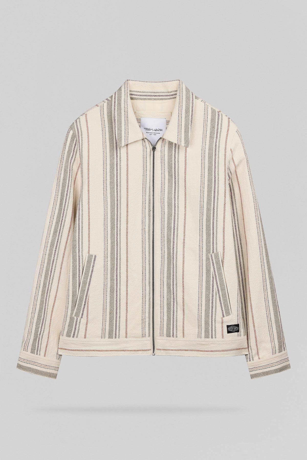 Veste mi-saison à rayures col chemise B-SHELDON CREAM - 1
