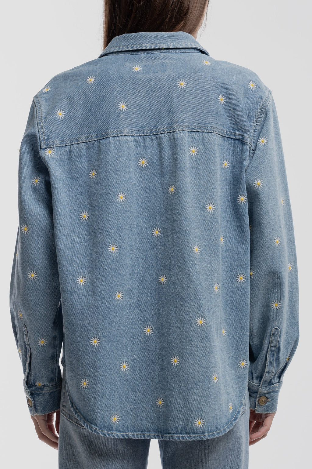 Chemise jeans broderie fleur C-FLOWER ML FRIPP/INDIGO CLAIR - 2