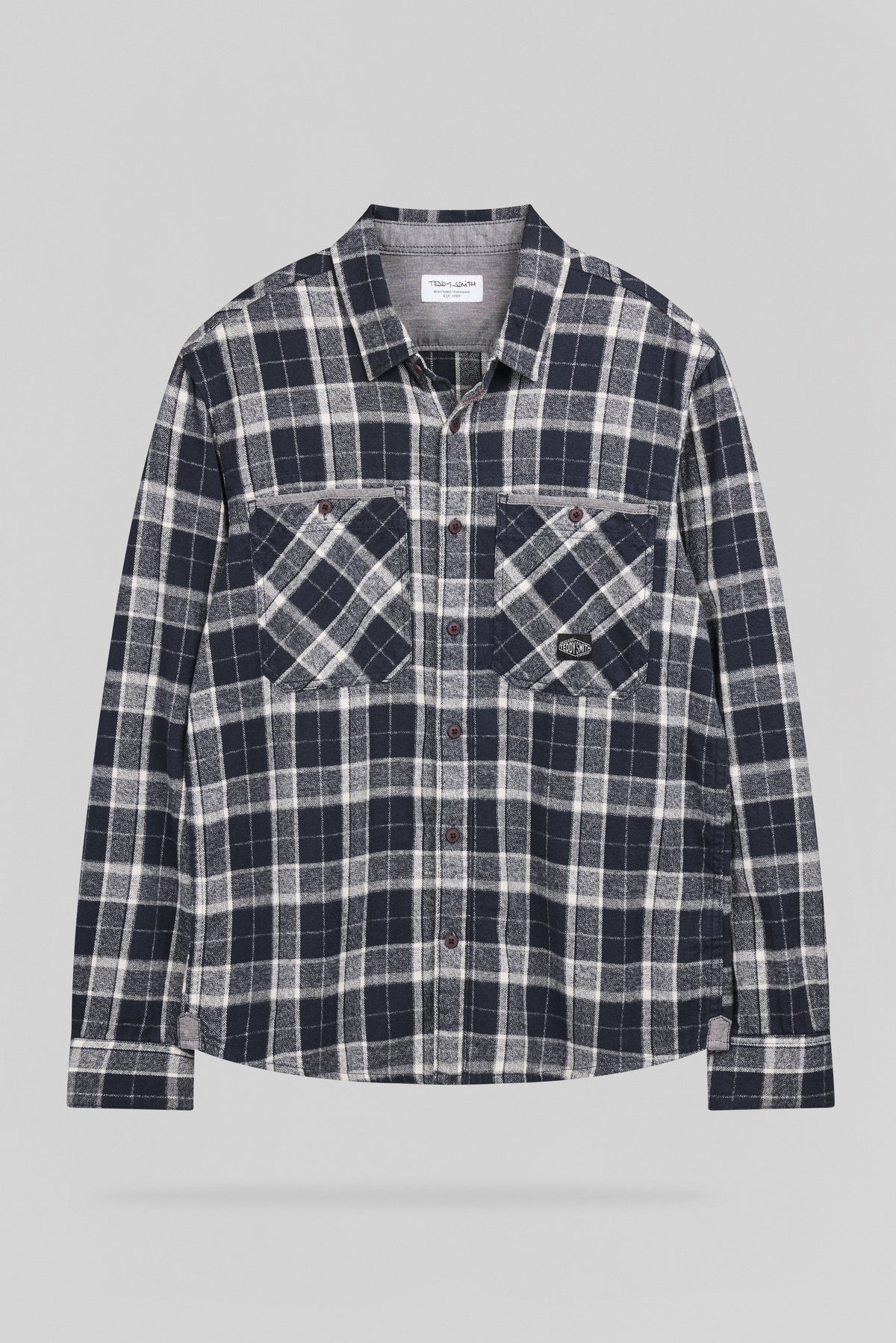 Chemise à carreaux en twill TRENT ML DARK NAVY - 1